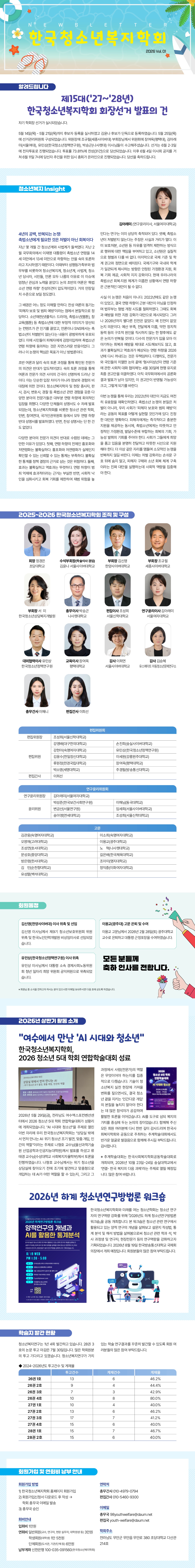 <한국청소년복지학회> 뉴스레터 2026년 1호 사진